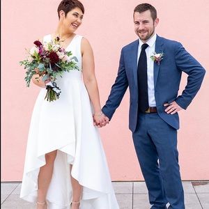 Calvin Klein High Low White Wedding Dress